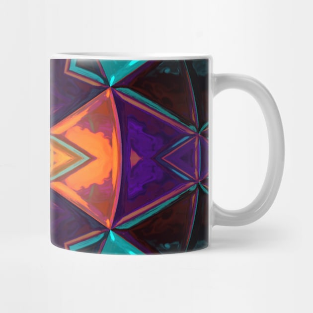 Mosaic Kaleidoscope Flower Blue Red Purple and Orange by WormholeOrbital